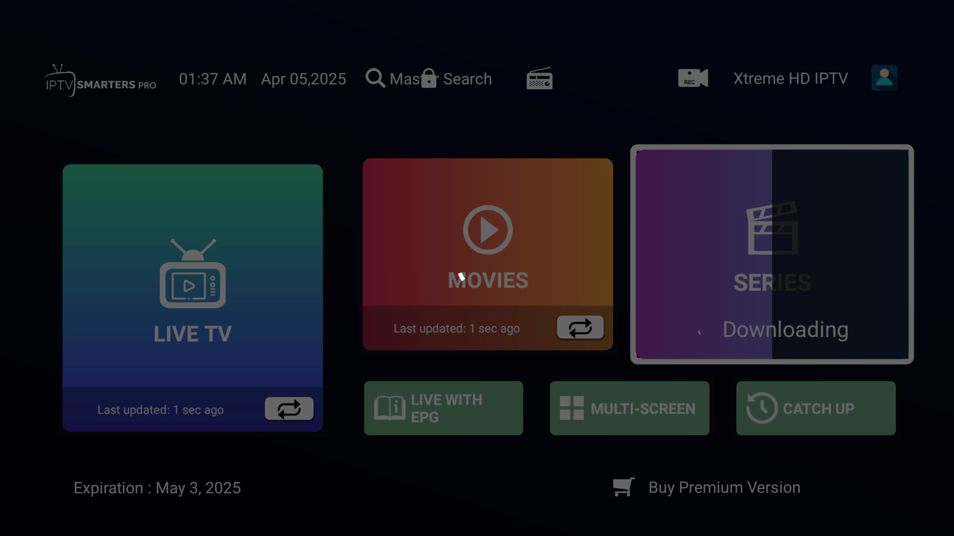 IPTV Smarters Pro finishing update and loading EPG